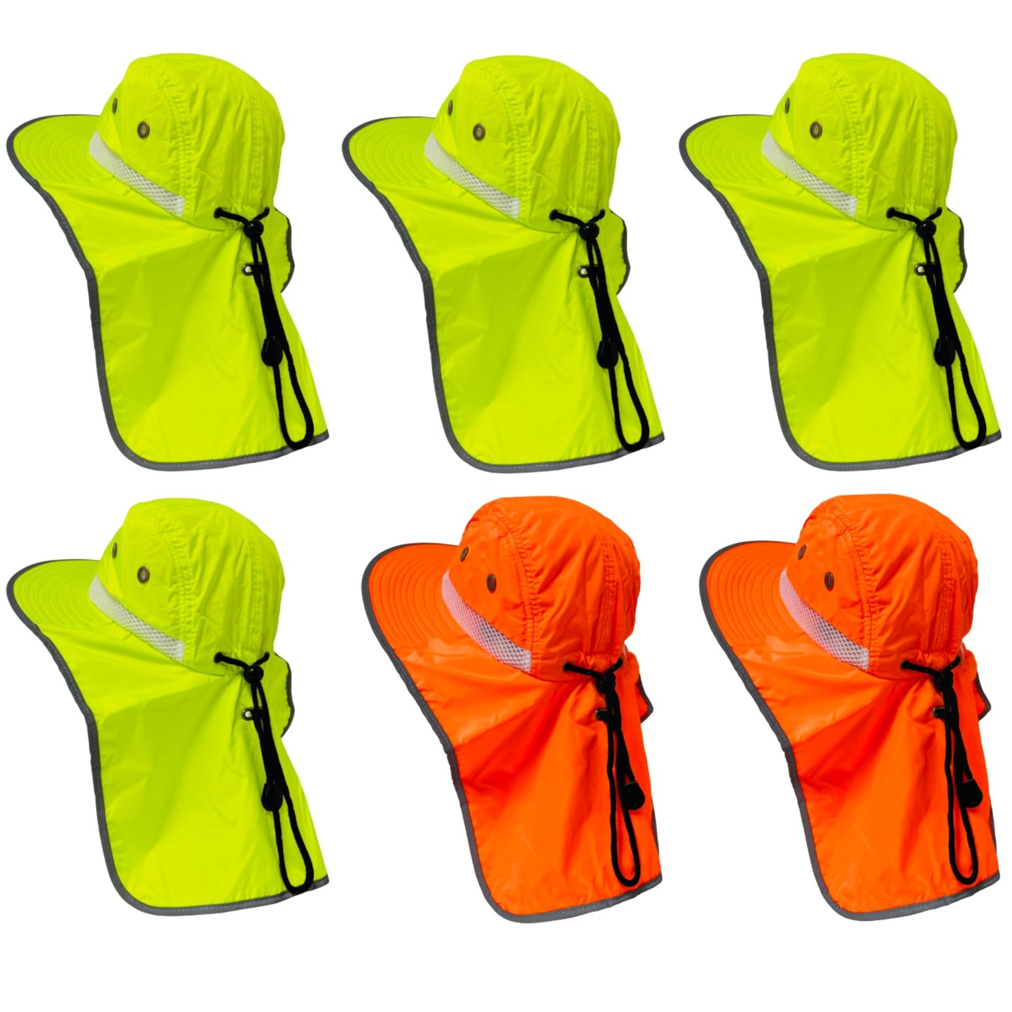 Packable and Adjustable Neon Boonie Sun Hat with Neck Flap