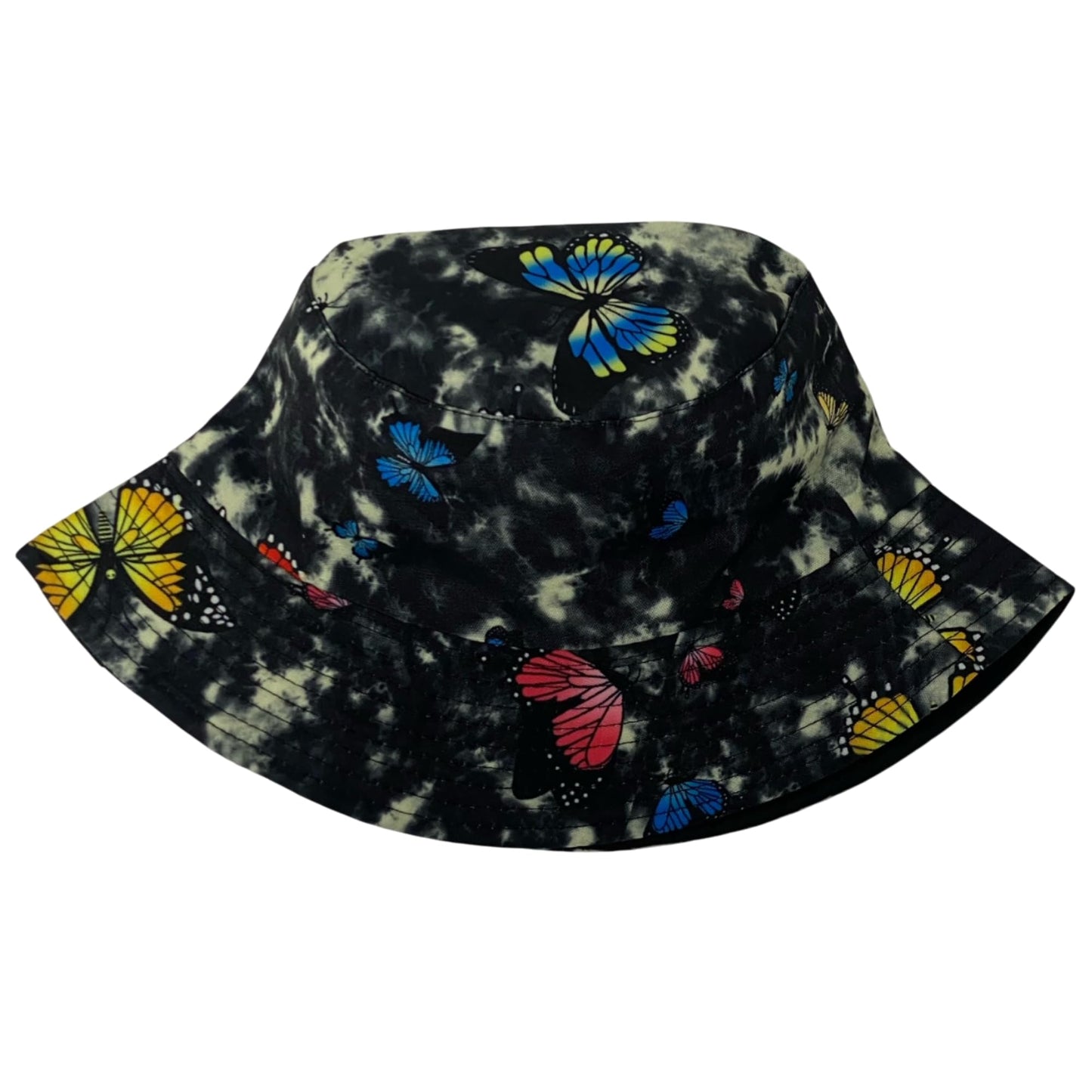 Unisex Butterfly Bucket Hat Reversible Double-Side-Wear Packable for Travel, Outdoors, and Beach