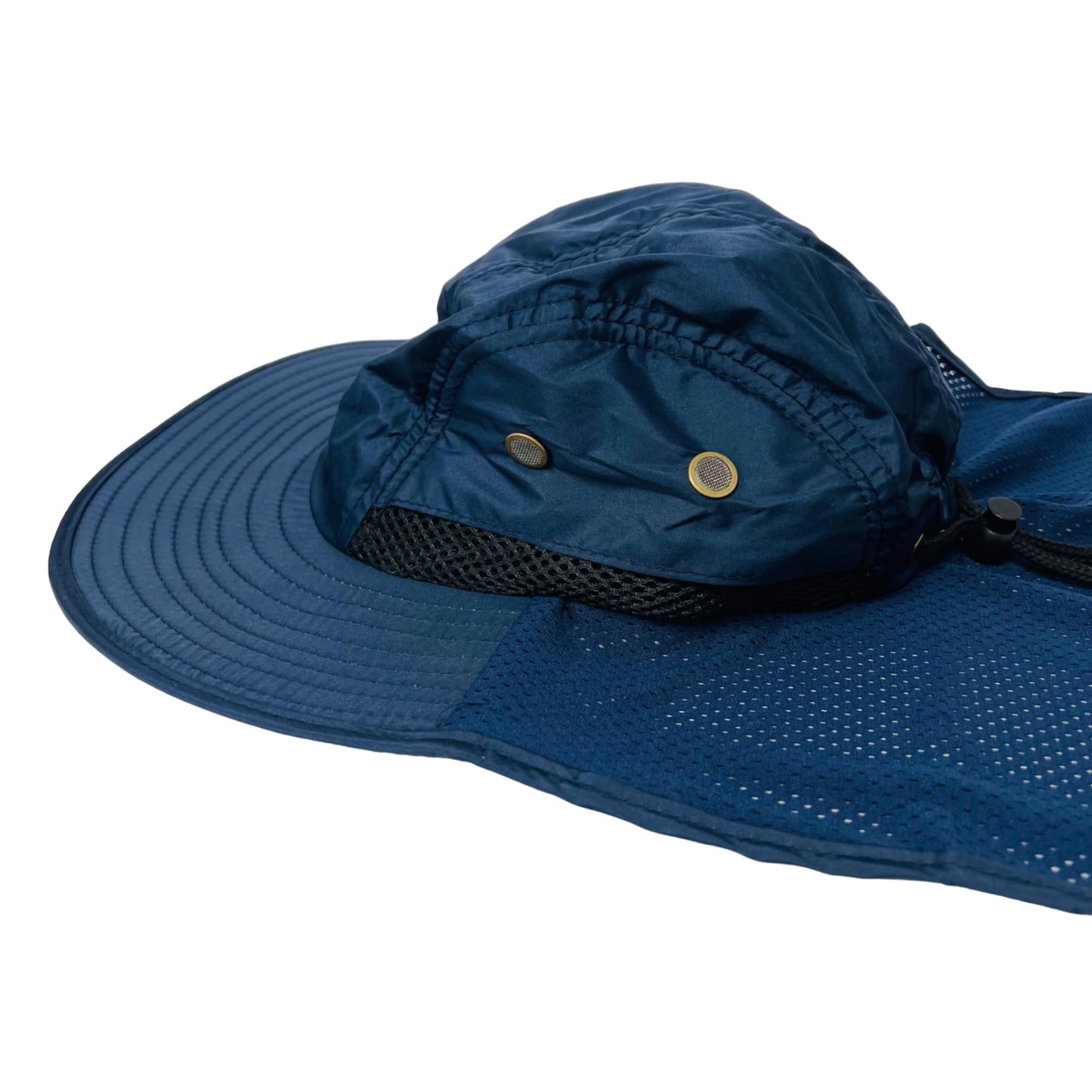 Packable and Adjustable High Visibility Mesh Boonie Sun Hat with Neck Flap and Reflective Stripe