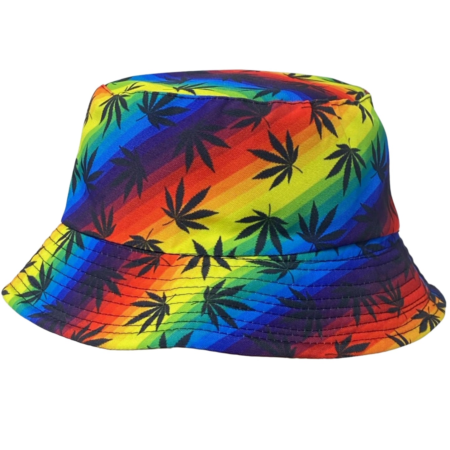 Unisex Marijuana Tie-Dye Bucket Hat Reversible Double-Side-Wear Packable for Travel, Outdoors, and Beach