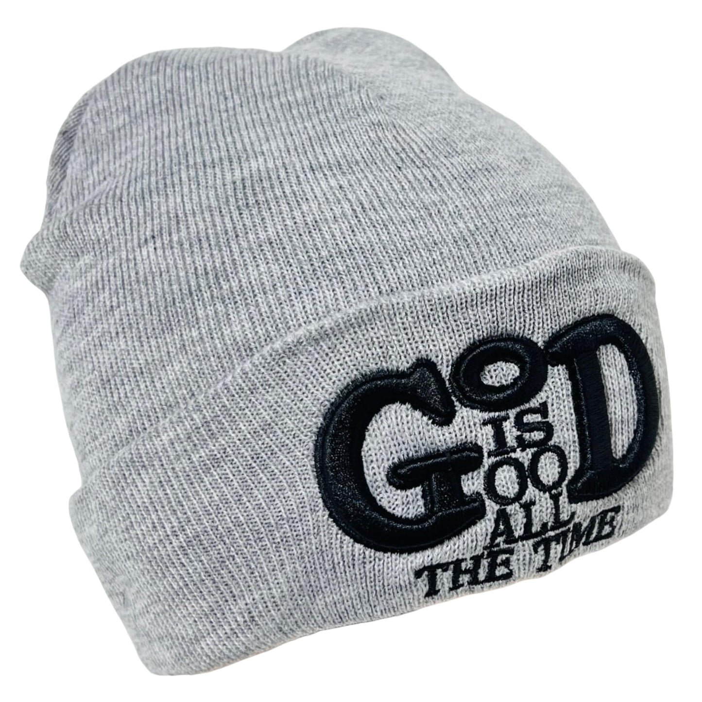 Roytrense Unisex 3D Embroidered God is Good All The Time Winter Knit Beanie