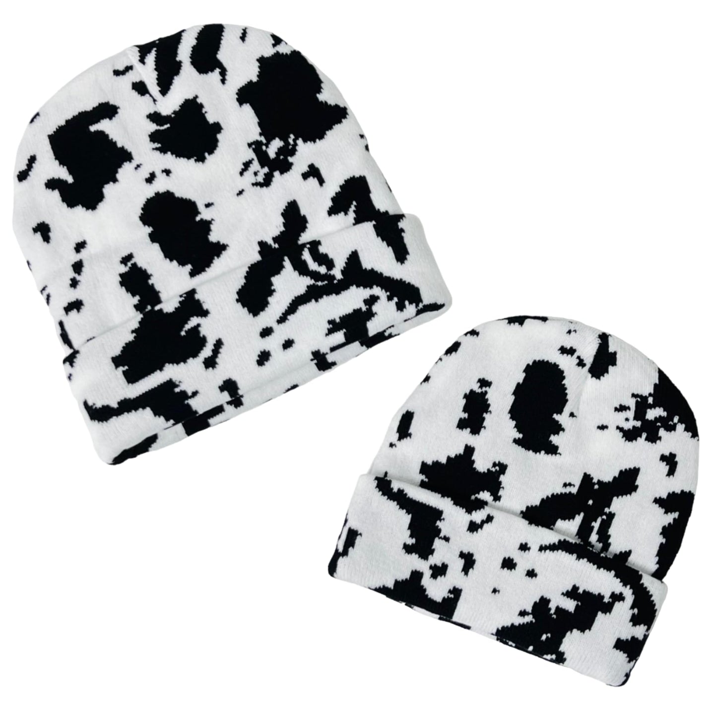 Super Soft Adult & Child Animal Print Winter Knit Beanie Set