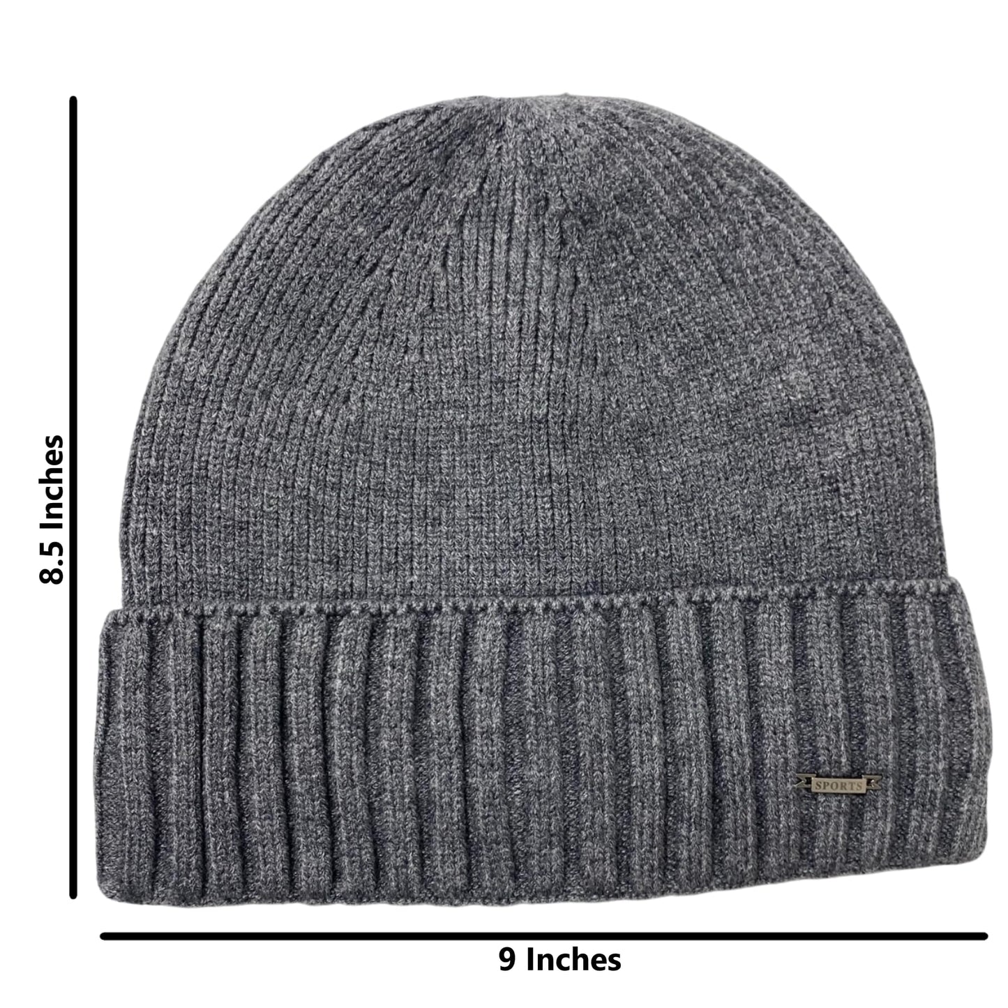 Super Soft Plush-Lined Solid Color Knitted Sport Cuffed Winter Hat