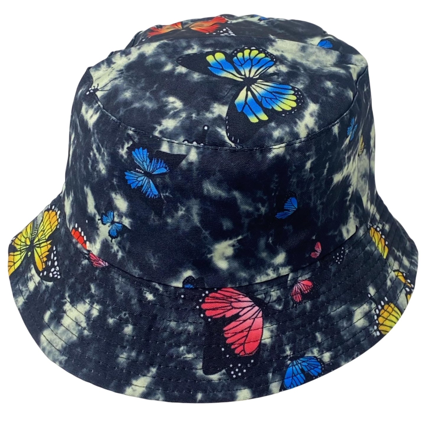 Unisex Butterfly Bucket Hat Reversible Double-Side-Wear Packable for Travel, Outdoors, and Beach