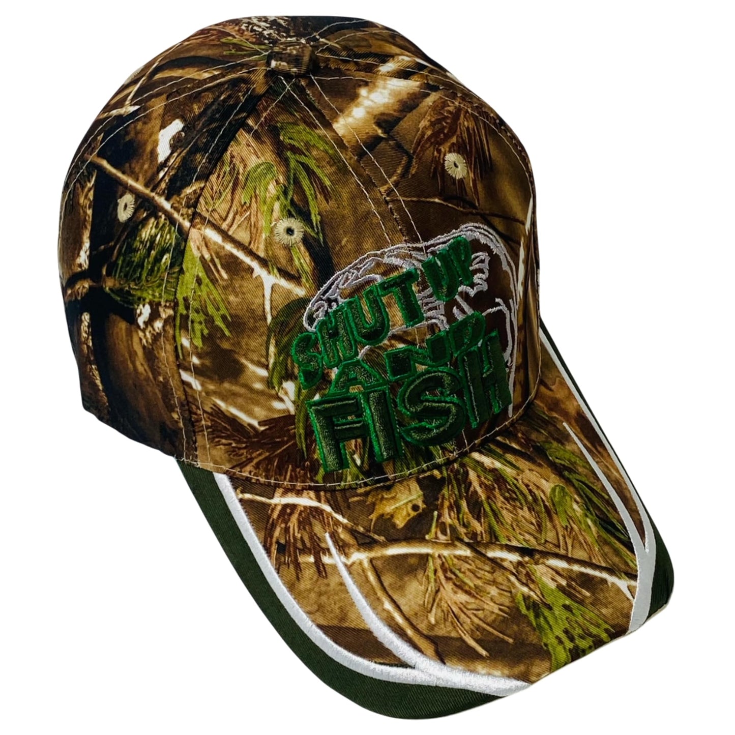 Roytrense Unisex Embroidered Shut Up and Fish Baseball Cap – Adjustable Outdoor Fishing Hat