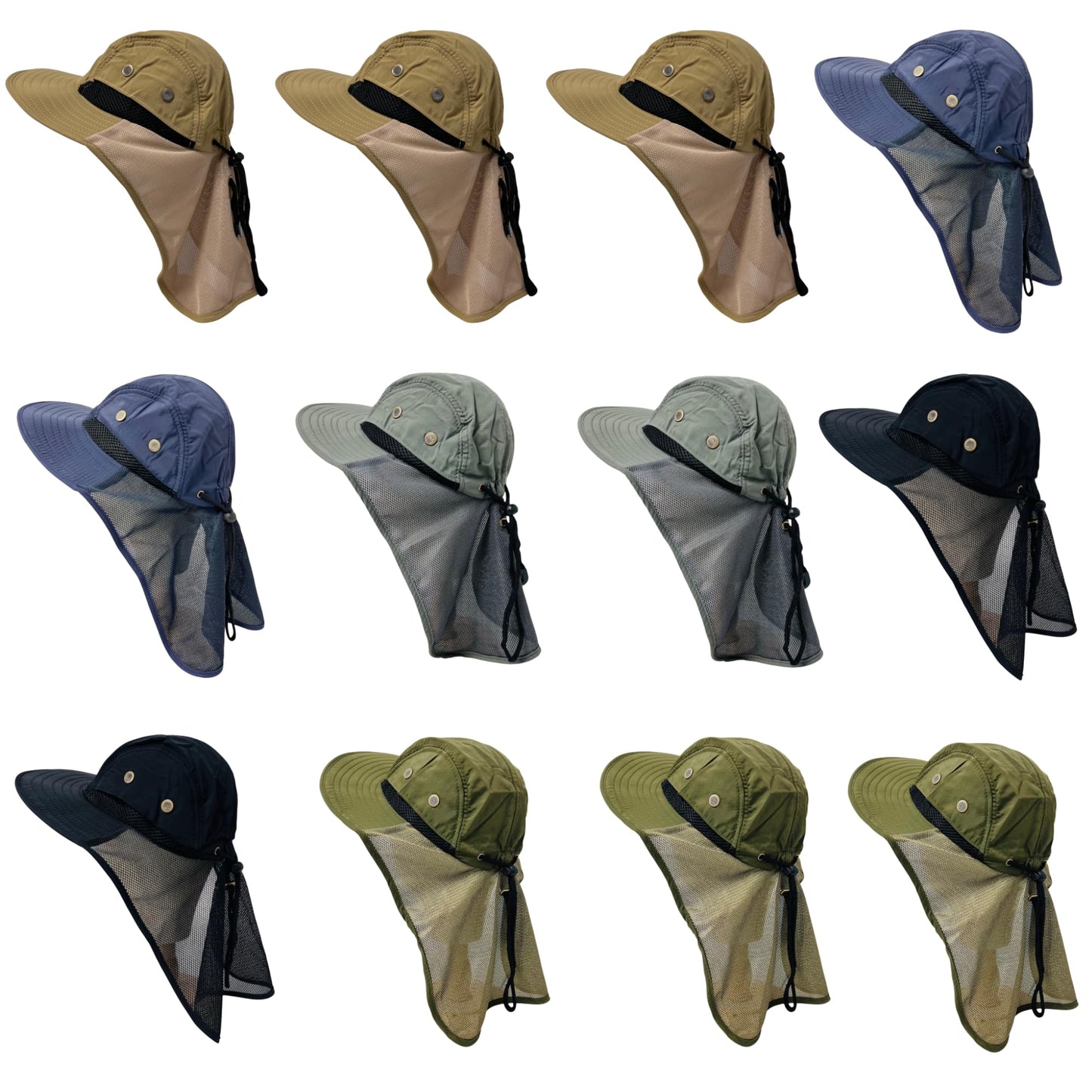 Packable and Adjustable Mesh Boonie Sun Hat with Mesh Neck Flap