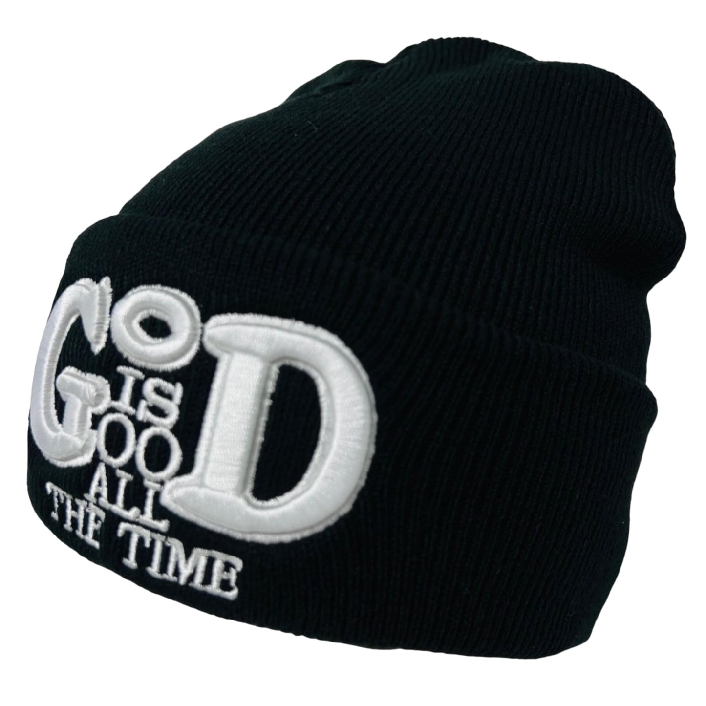 Roytrense Unisex 3D Embroidered God is Good All The Time Winter Knit Beanie