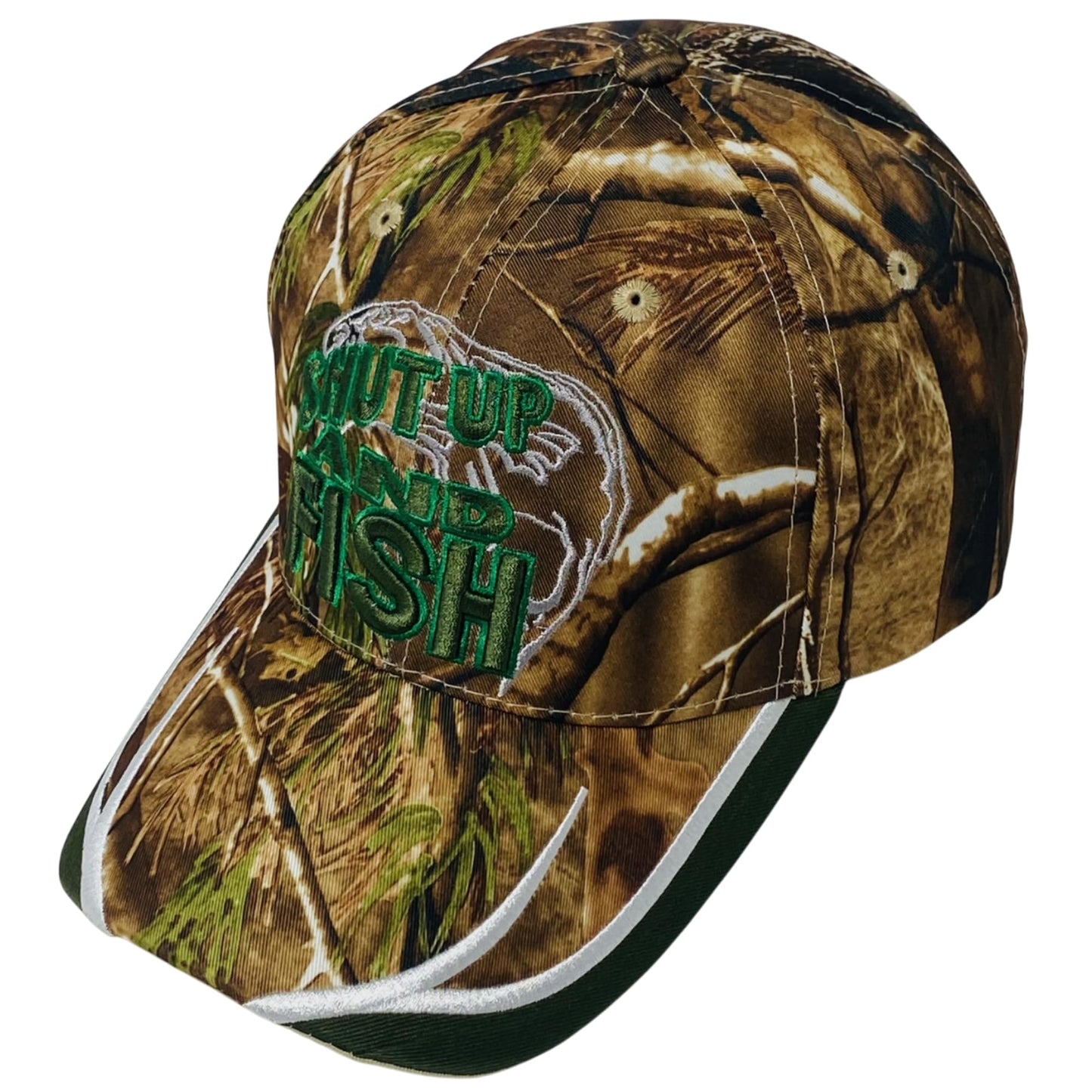 Roytrense Unisex Embroidered Shut Up and Fish Baseball Cap – Adjustable Outdoor Fishing Hat