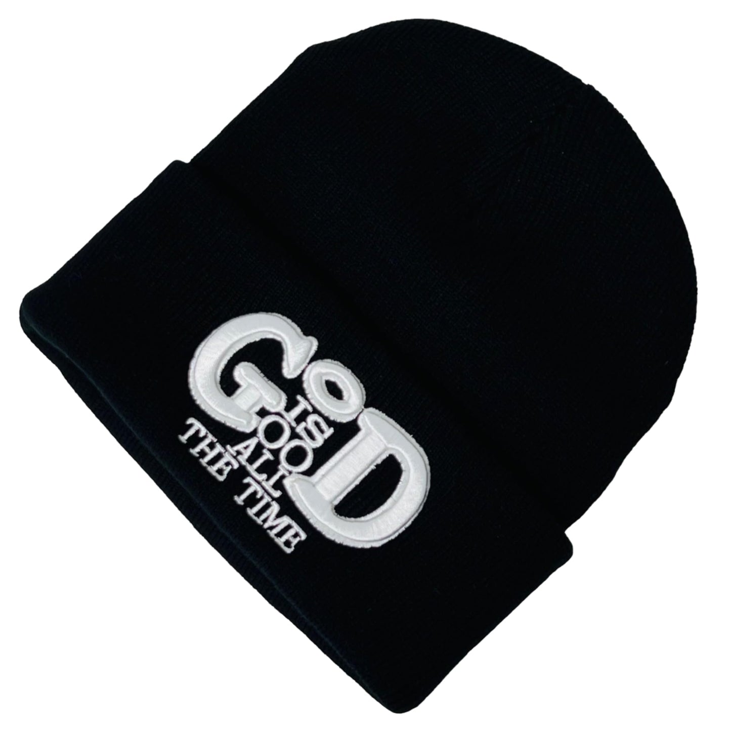 Roytrense Unisex 3D Embroidered God is Good All The Time Winter Knit Beanie