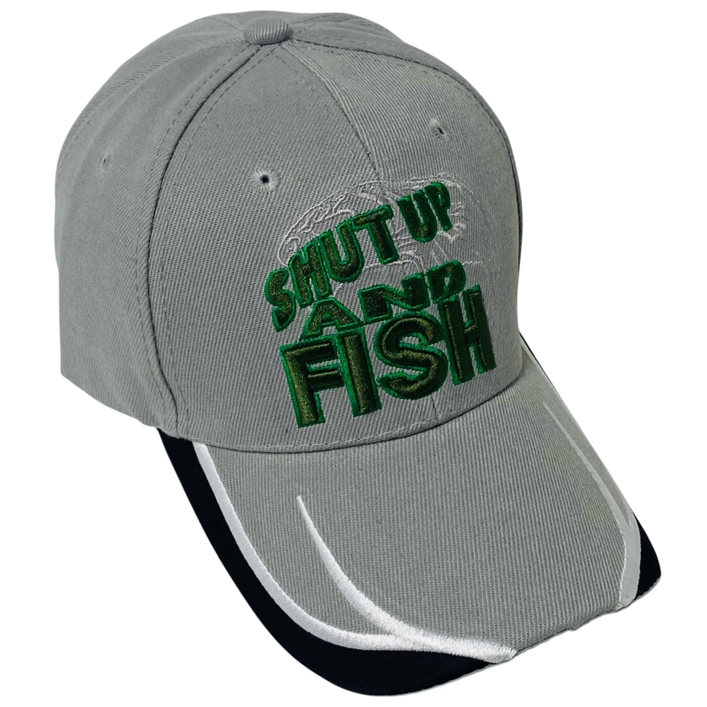 Roytrense Unisex Embroidered Shut Up and Fish Baseball Cap – Adjustable Outdoor Fishing Hat