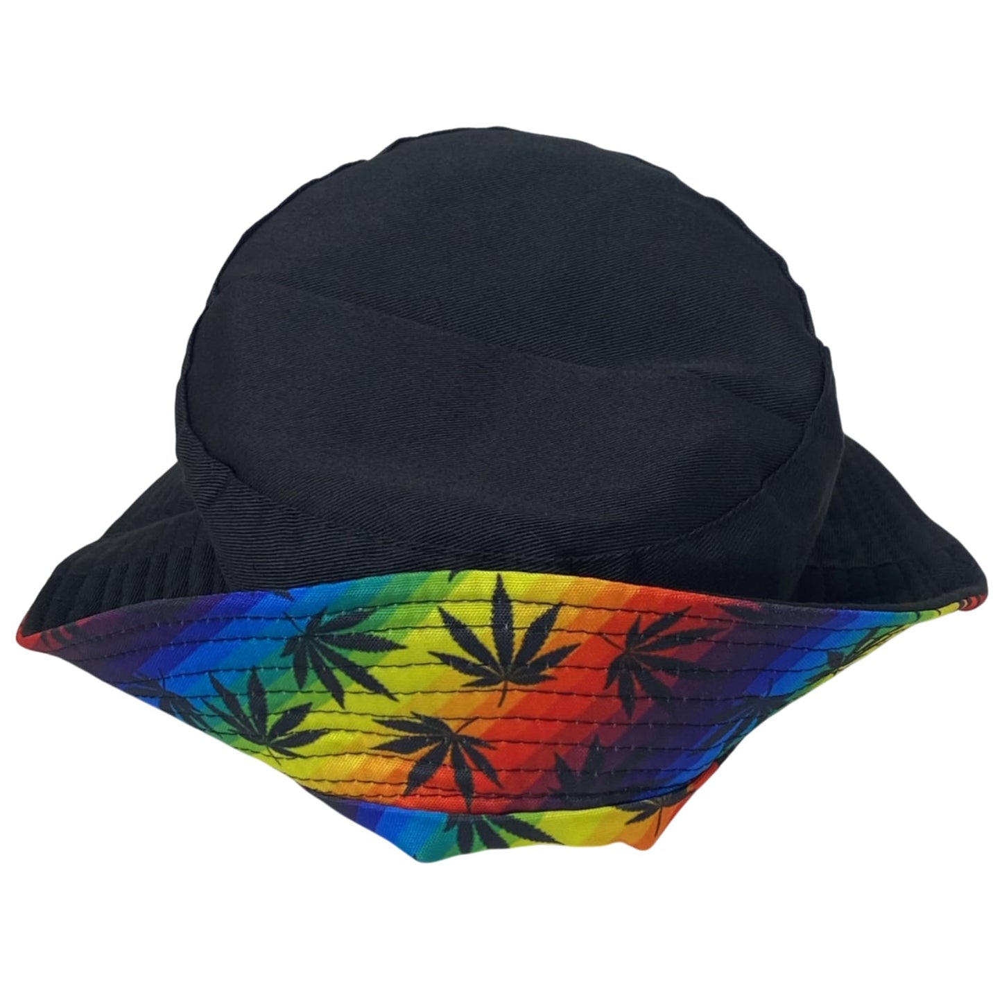 Unisex Marijuana Tie-Dye Bucket Hat Reversible Double-Side-Wear Packable for Travel, Outdoors, and Beach