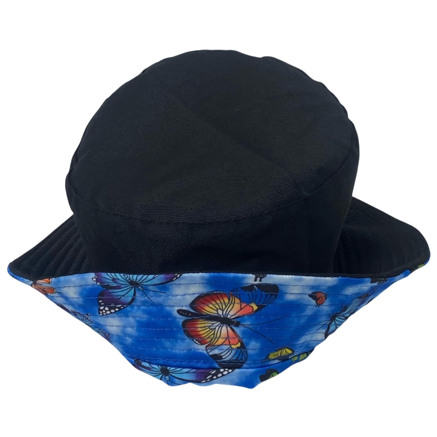 Unisex Butterfly Bucket Hat Reversible Double-Side-Wear Packable for Travel, Outdoors, and Beach