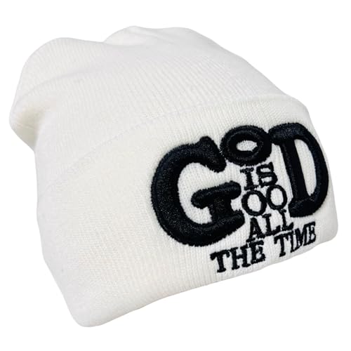 Roytrense Unisex 3D Embroidered God is Good All The Time Winter Knit Beanie