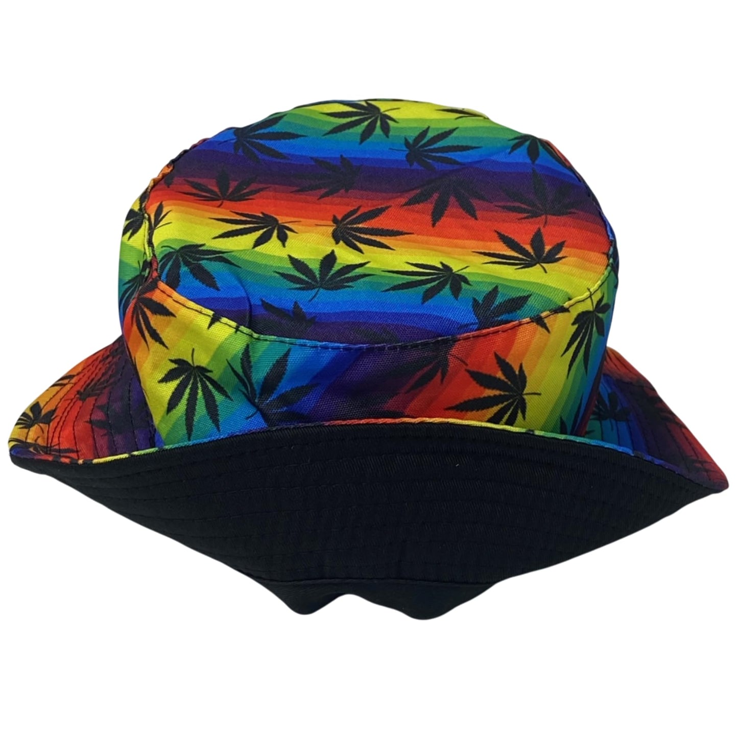 Unisex Marijuana Tie-Dye Bucket Hat Reversible Double-Side-Wear Packable for Travel, Outdoors, and Beach