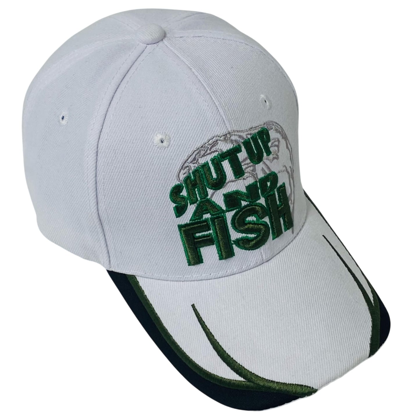 Roytrense Unisex Embroidered Shut Up and Fish Baseball Cap – Adjustable Outdoor Fishing Hat