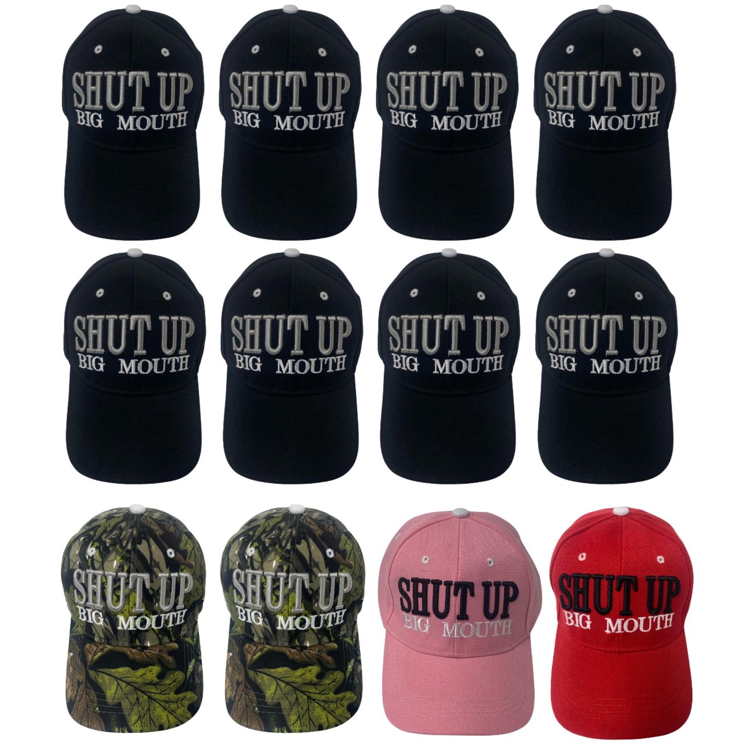 Funny Unisex Embroidered Shut Up Big Mouth Novelty Baseball Cap