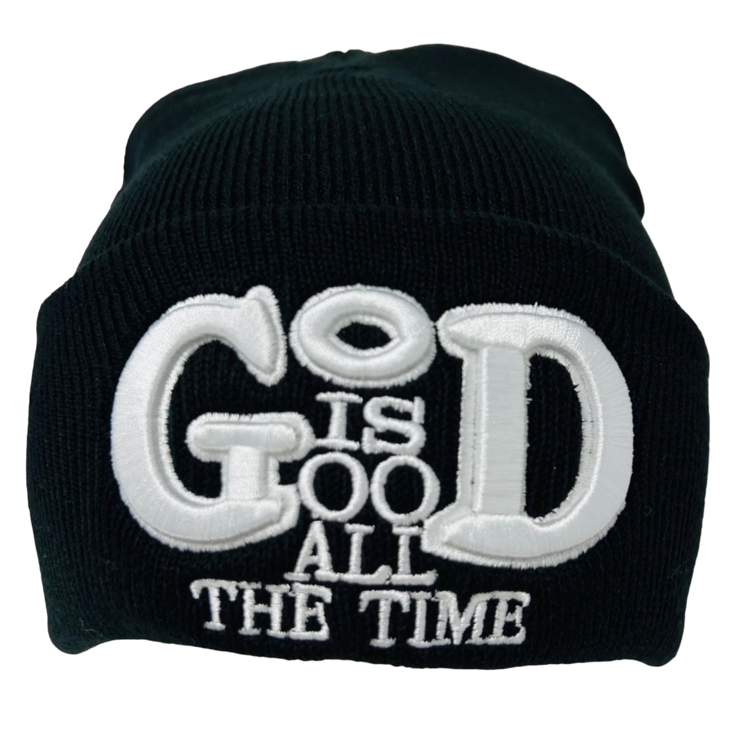 Roytrense Unisex 3D Embroidered God is Good All The Time Winter Knit Beanie