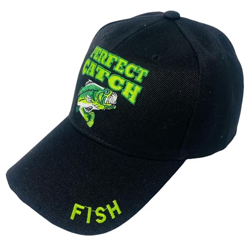 Roytrense Embroidered Perfect Catch Adjustable Fishing Baseball Cap