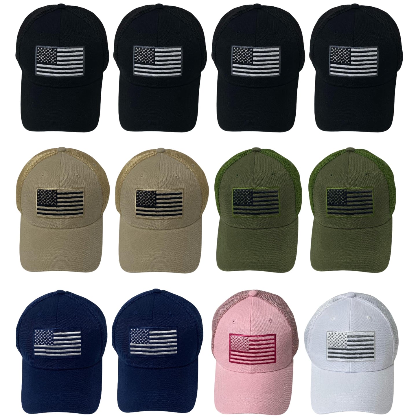 Roytrense Unisex Embroidered Flag Baseball Cap – Patriotic Mesh Dad Hat