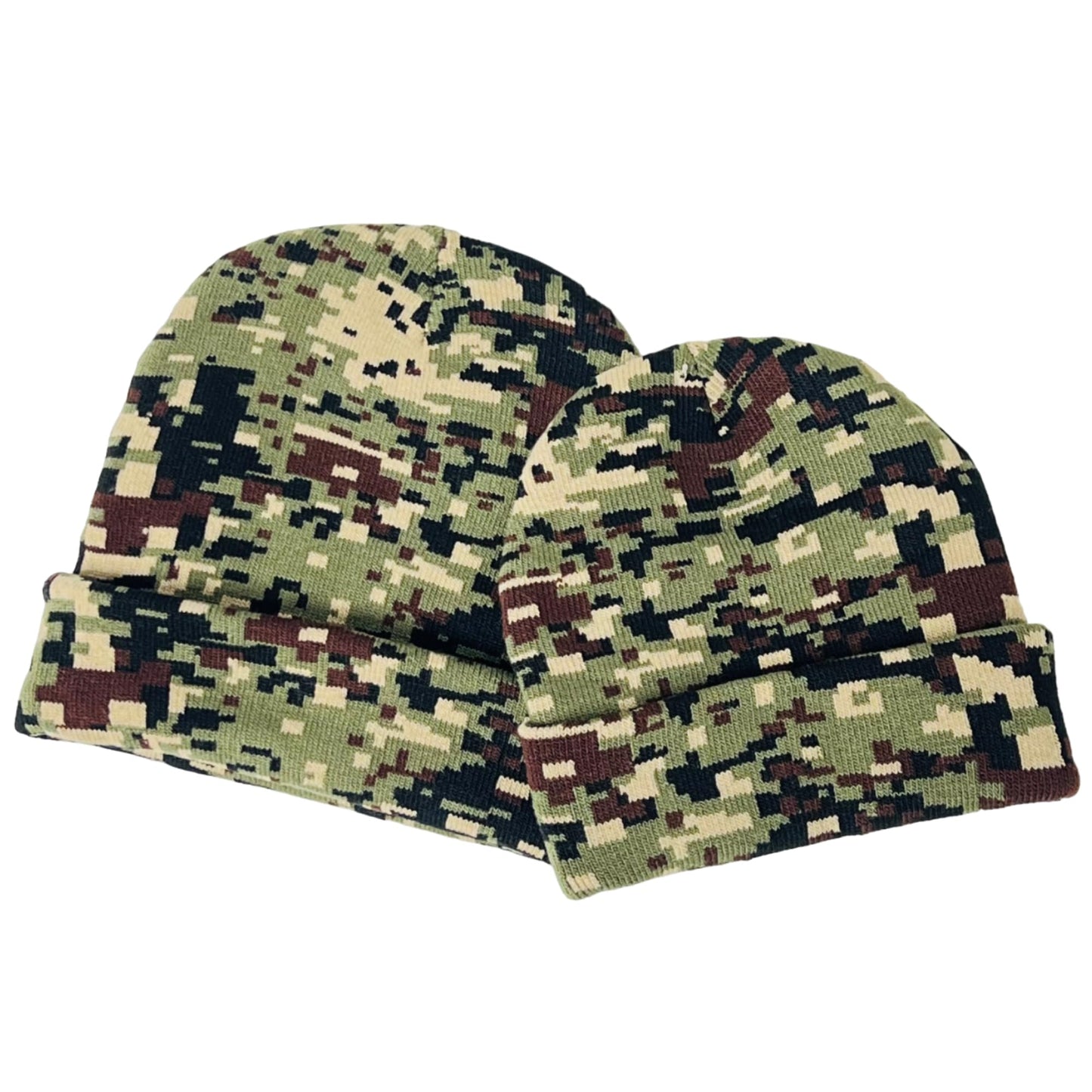 Super Soft Adult & Child Camo Print Winter Knit Beanie Set