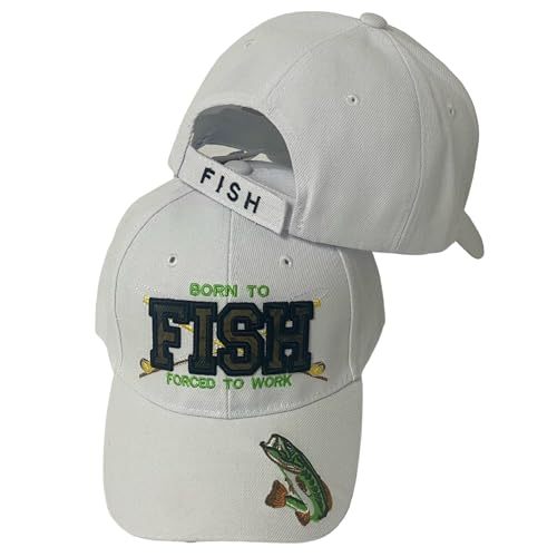 Embroidered Born to Fish Forced to Work Adjustable Baseball Cap