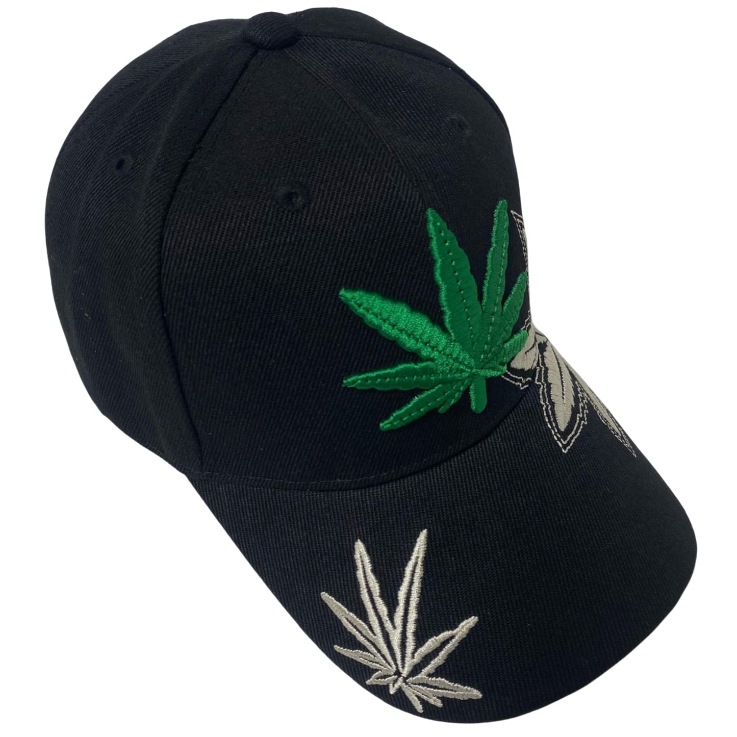 Unisex Marijuana Leaf Embroidered Dad Hat Adjustable Green Leaf Design Baseball Cap