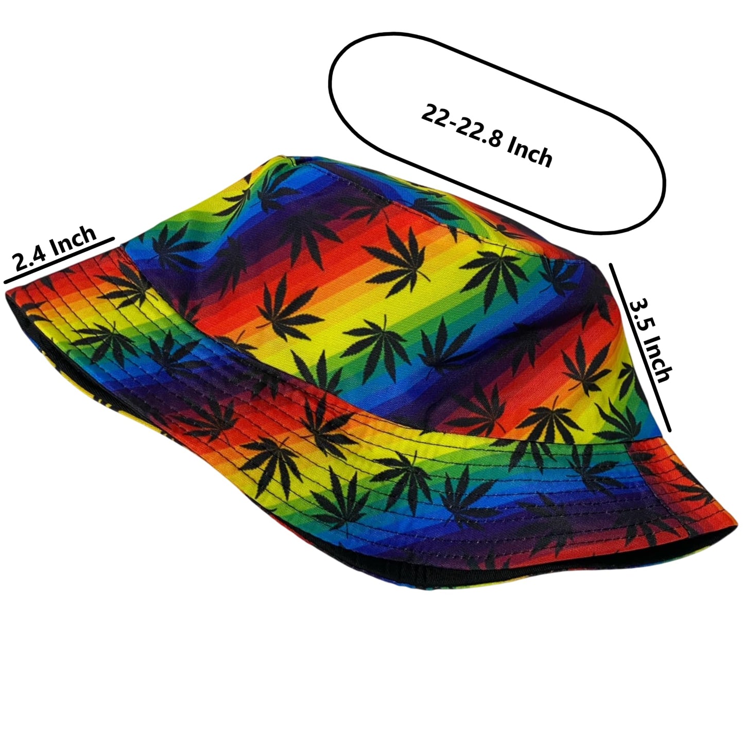 Unisex Marijuana Tie-Dye Bucket Hat Reversible Double-Side-Wear Packable for Travel, Outdoors, and Beach