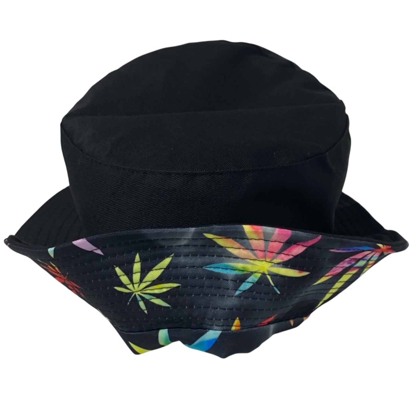 Unisex Marijuana Tie-Dye Bucket Hat Reversible Double-Side-Wear Packable for Travel, Outdoors, and Beach
