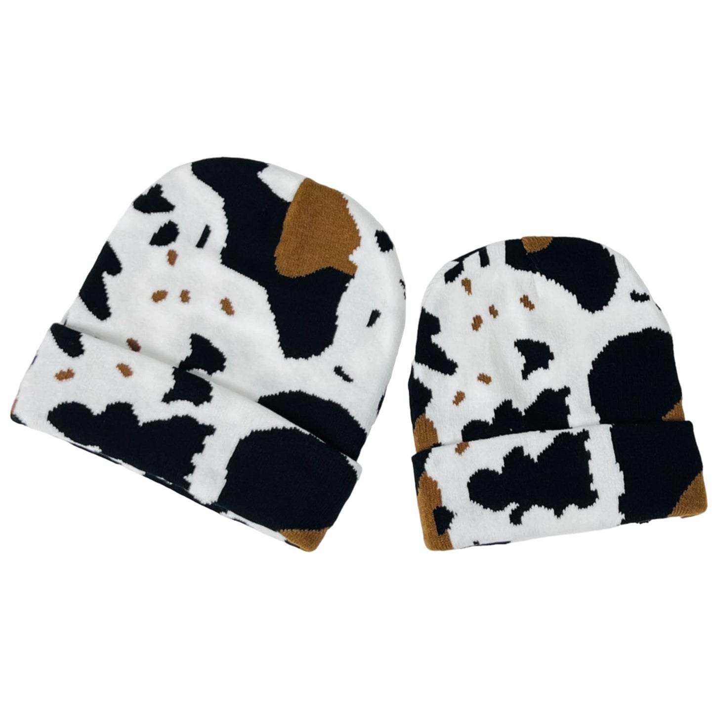 Super Soft Adult & Child Animal Print Winter Knit Beanie Set