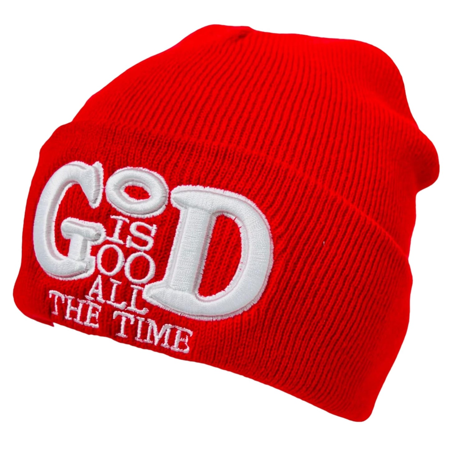 Roytrense Unisex 3D Embroidered God is Good All The Time Winter Knit Beanie
