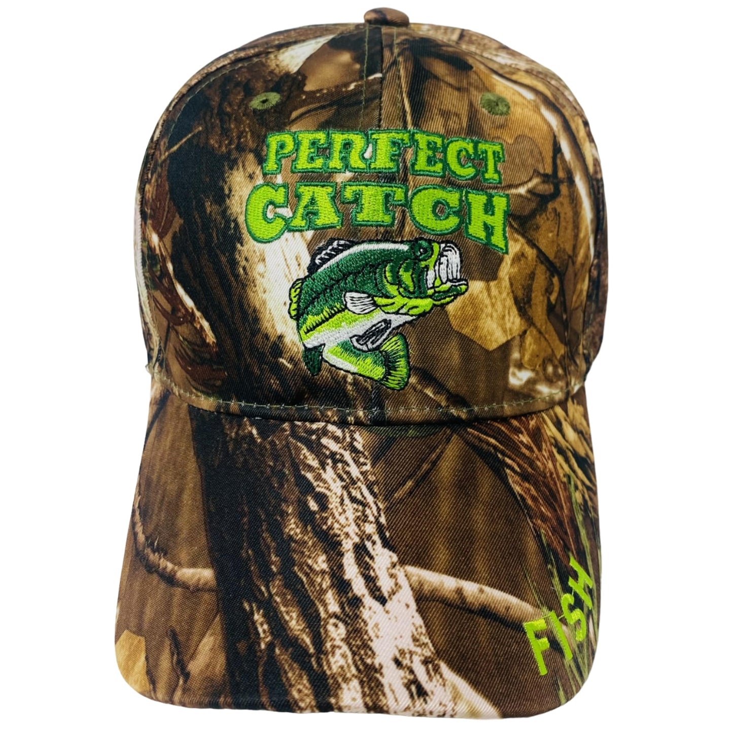 Roytrense Embroidered Perfect Catch Adjustable Fishing Baseball Cap