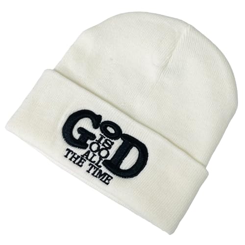 Roytrense Unisex 3D Embroidered God is Good All The Time Winter Knit Beanie