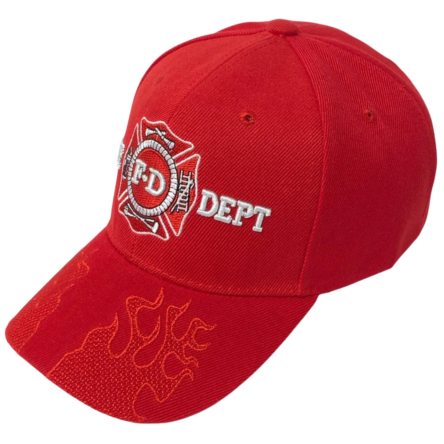 Unisex Embroidered Fire Department Baseball Cap – Patriotic Firefighter Hat with Embroidered Flames on Bill