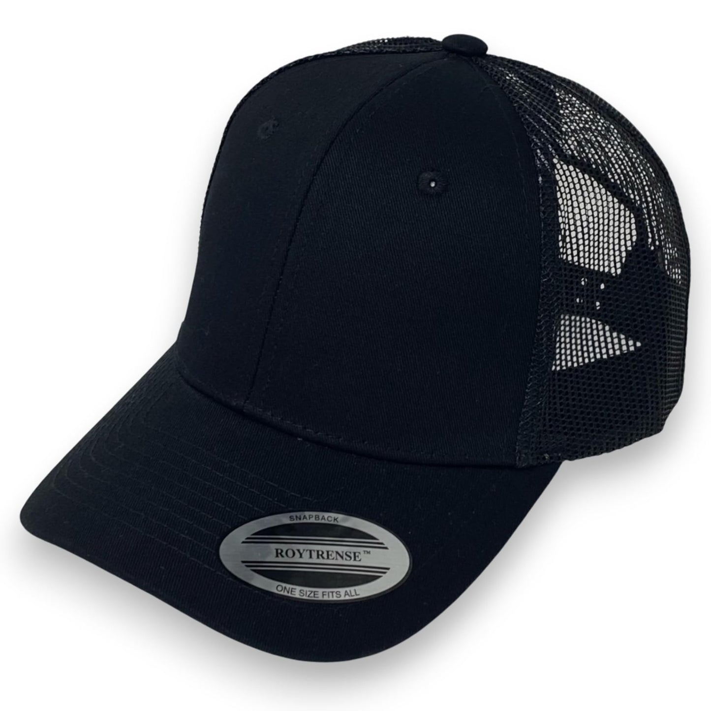 Classic Solid Black Mesh Trucker Hat - Adjustable Snapback Cap for Men & Women - Casual & Sporty Style