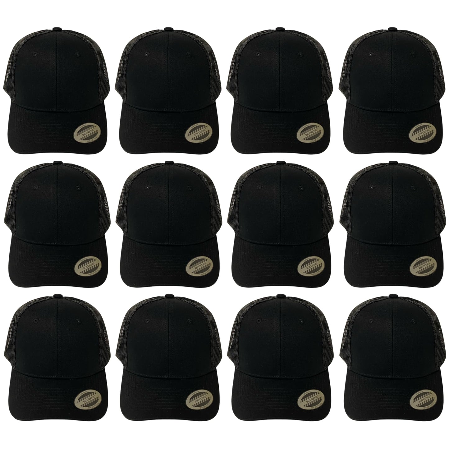 Classic Solid Black Mesh Trucker Hat - Adjustable Snapback Cap for Men & Women - Casual & Sporty Style