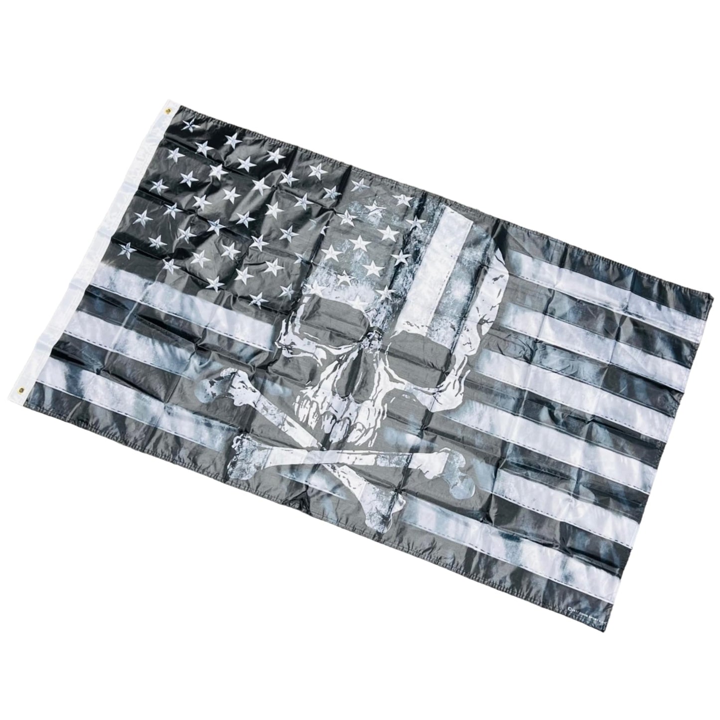 Double-Stitched Skull & Crossbones Black & White American 3X5 Flag