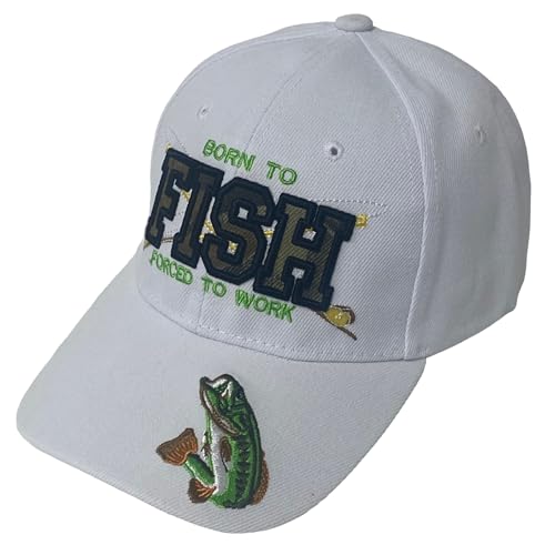 Embroidered Born to Fish Forced to Work Adjustable Baseball Cap