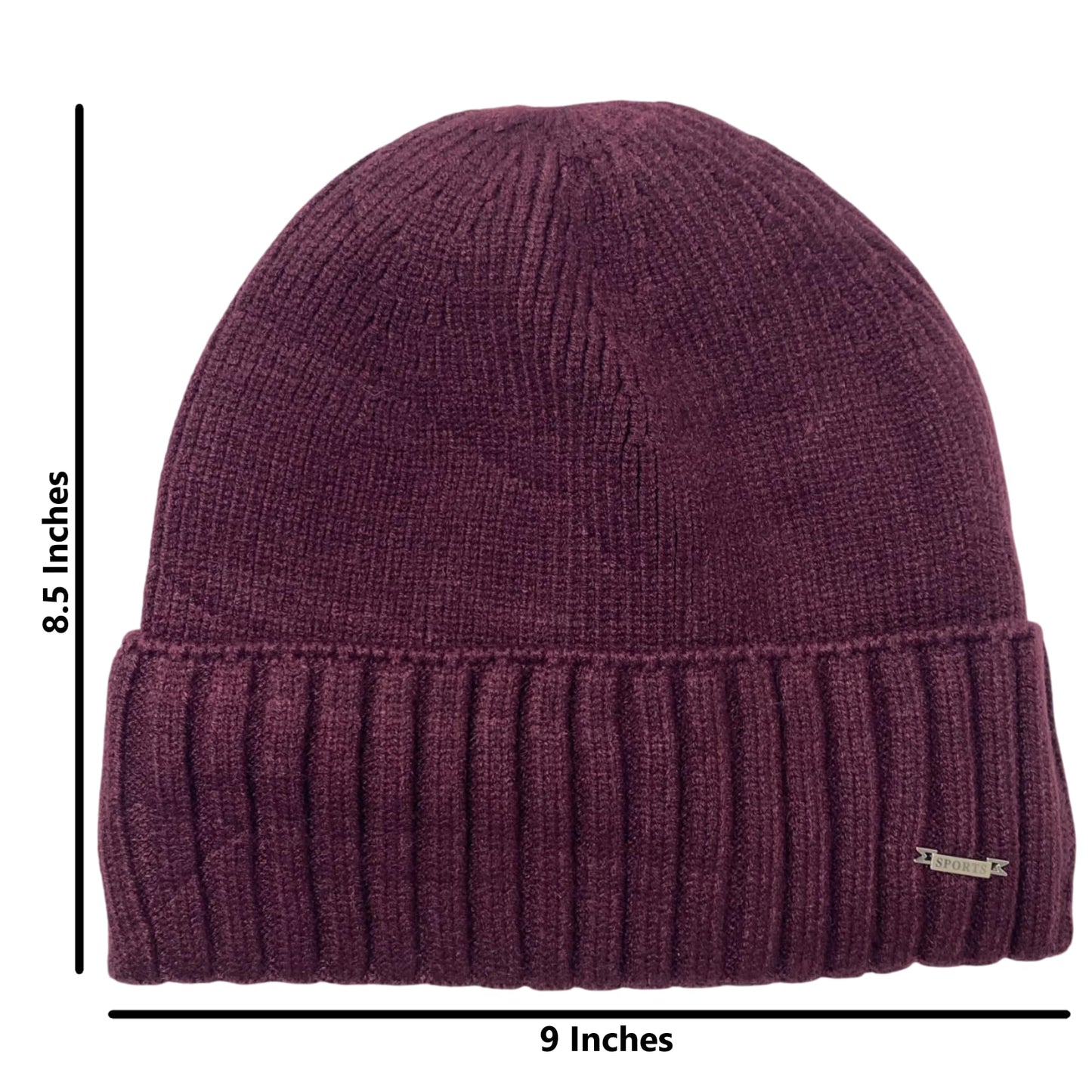 Super Soft Plush-Lined Solid Color Knitted Sport Cuffed Winter Hat