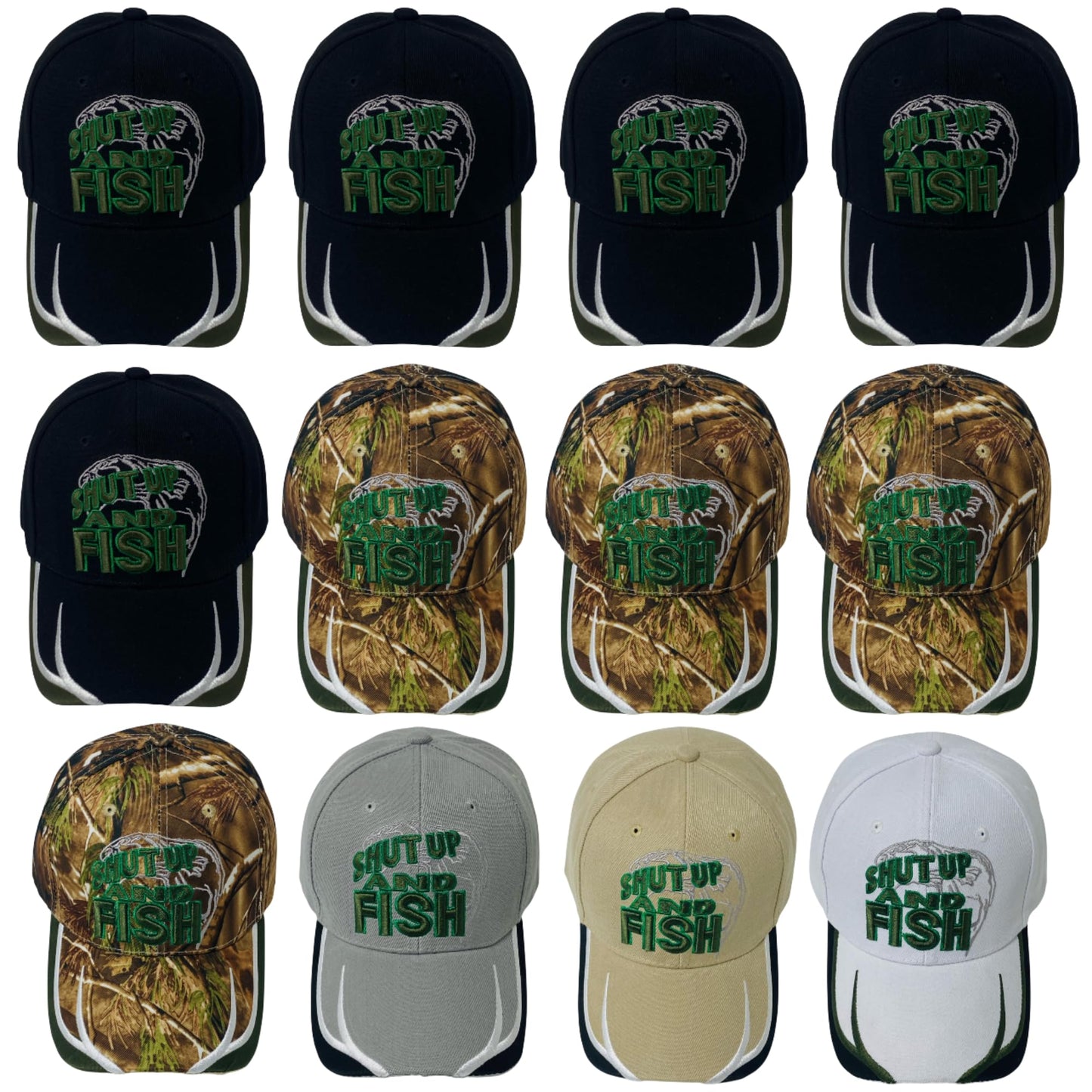 Roytrense Unisex Embroidered Shut Up and Fish Baseball Cap – Adjustable Outdoor Fishing Hat