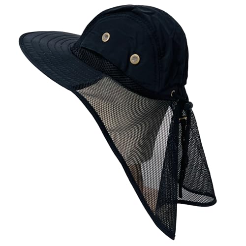 Packable and Adjustable Mesh Boonie Sun Hat with Mesh Neck Flap