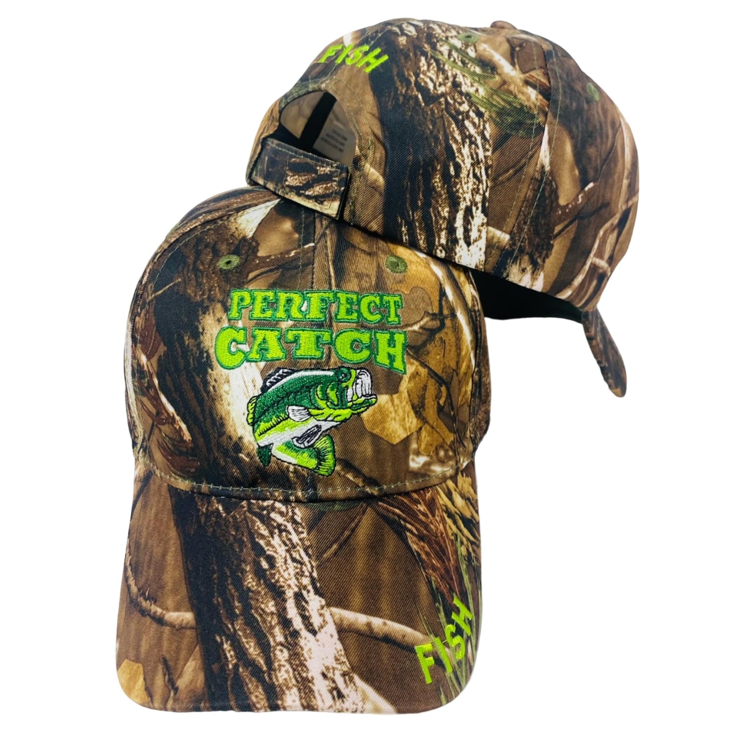 Roytrense Embroidered Perfect Catch Adjustable Fishing Baseball Cap