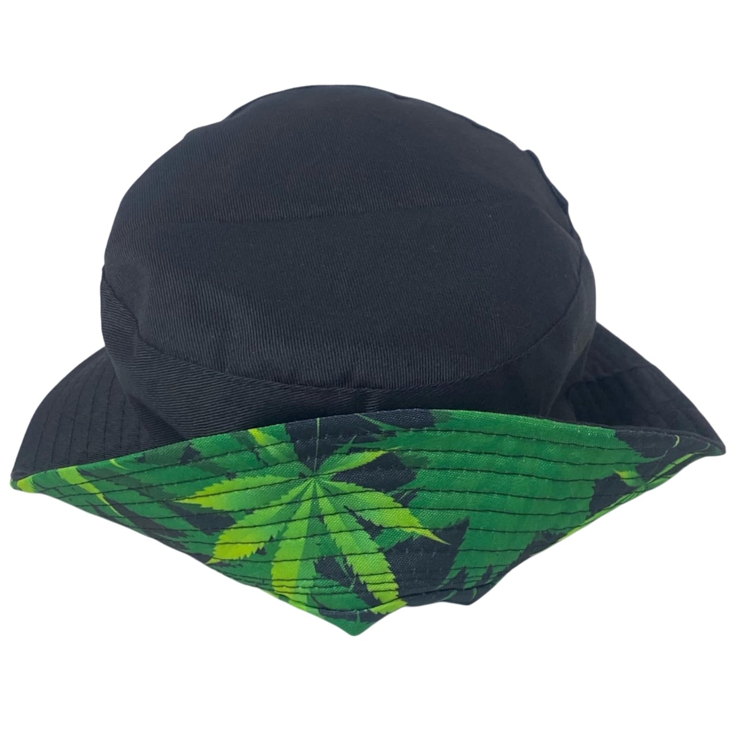 Unisex Marijuana Bucket Hat Reversible Double-Side-Wear Packable for Travel, Outdoors, and Beach