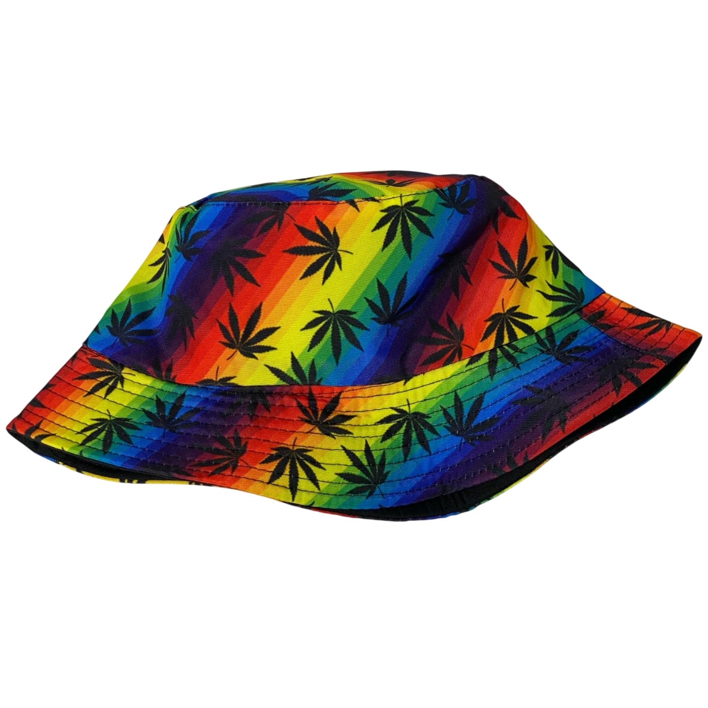 Unisex Marijuana Tie-Dye Bucket Hat Reversible Double-Side-Wear Packable for Travel, Outdoors, and Beach