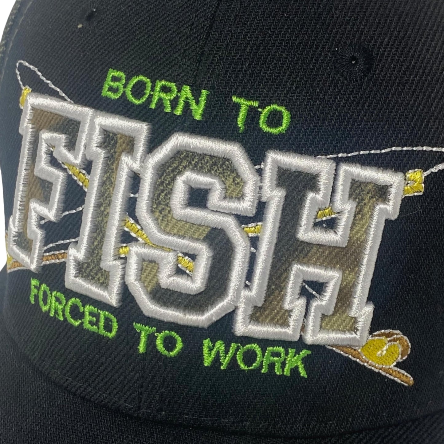 Embroidered Born to Fish Forced to Work Adjustable Baseball Cap