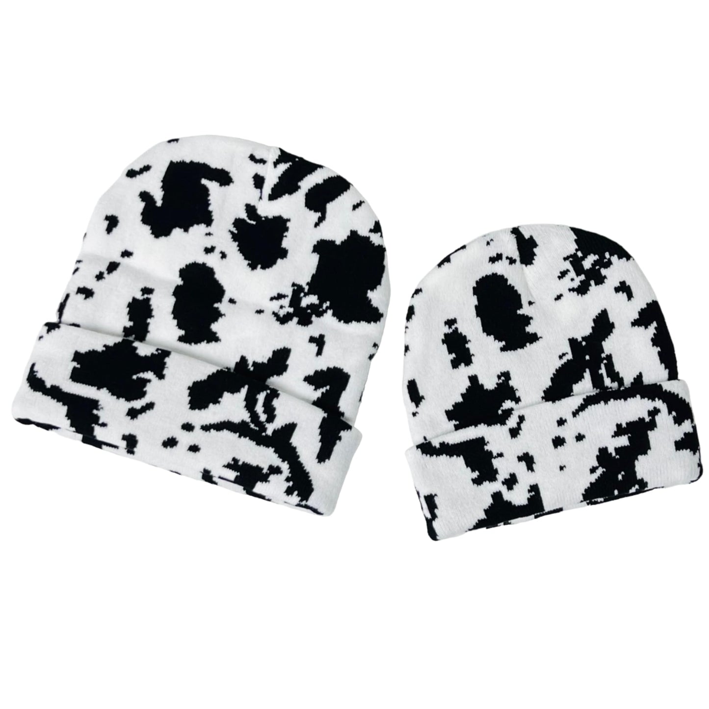 Super Soft Adult & Child Animal Print Winter Knit Beanie Set