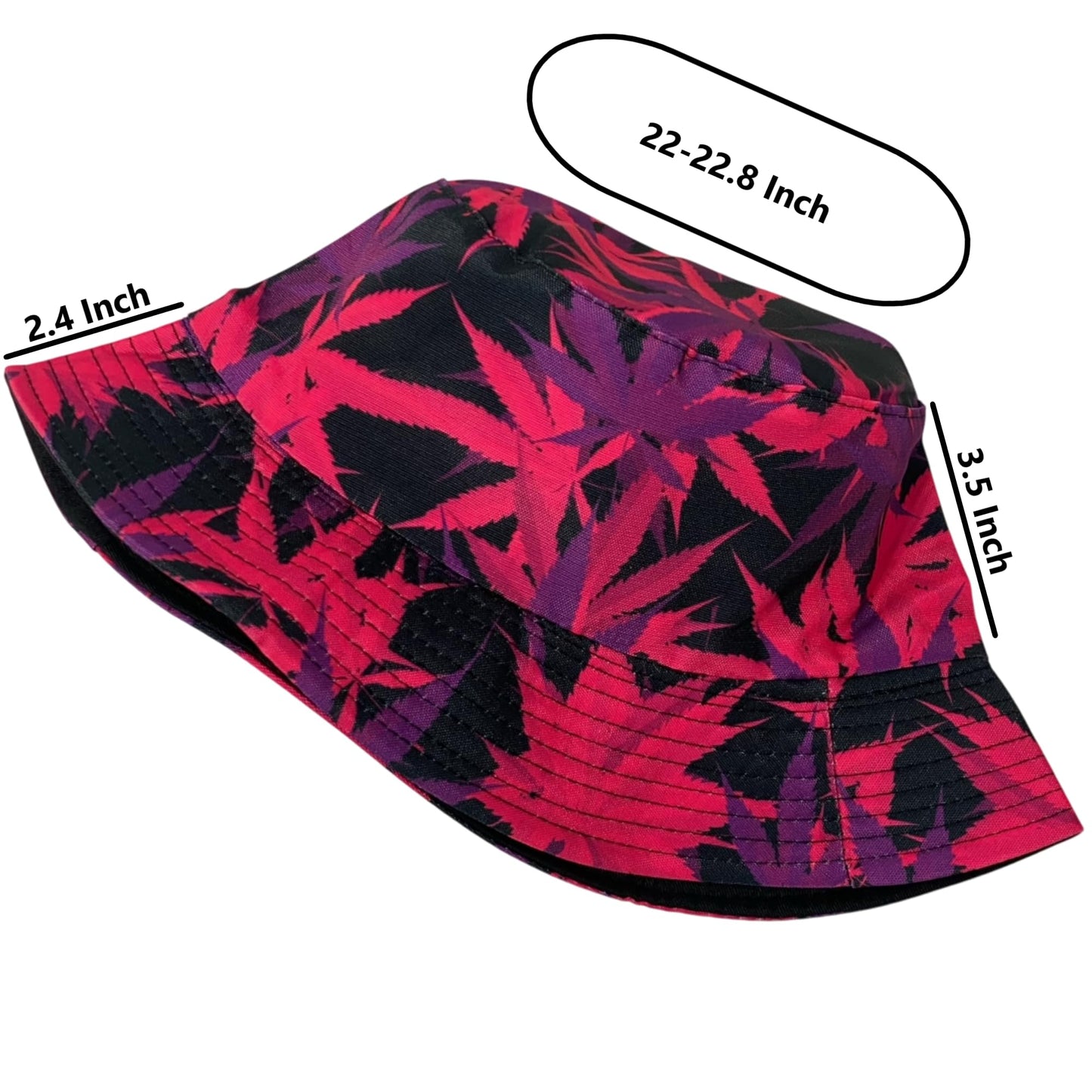 Unisex Marijuana Bucket Hat Reversible Double-Side-Wear Packable for Travel, Outdoors, and Beach