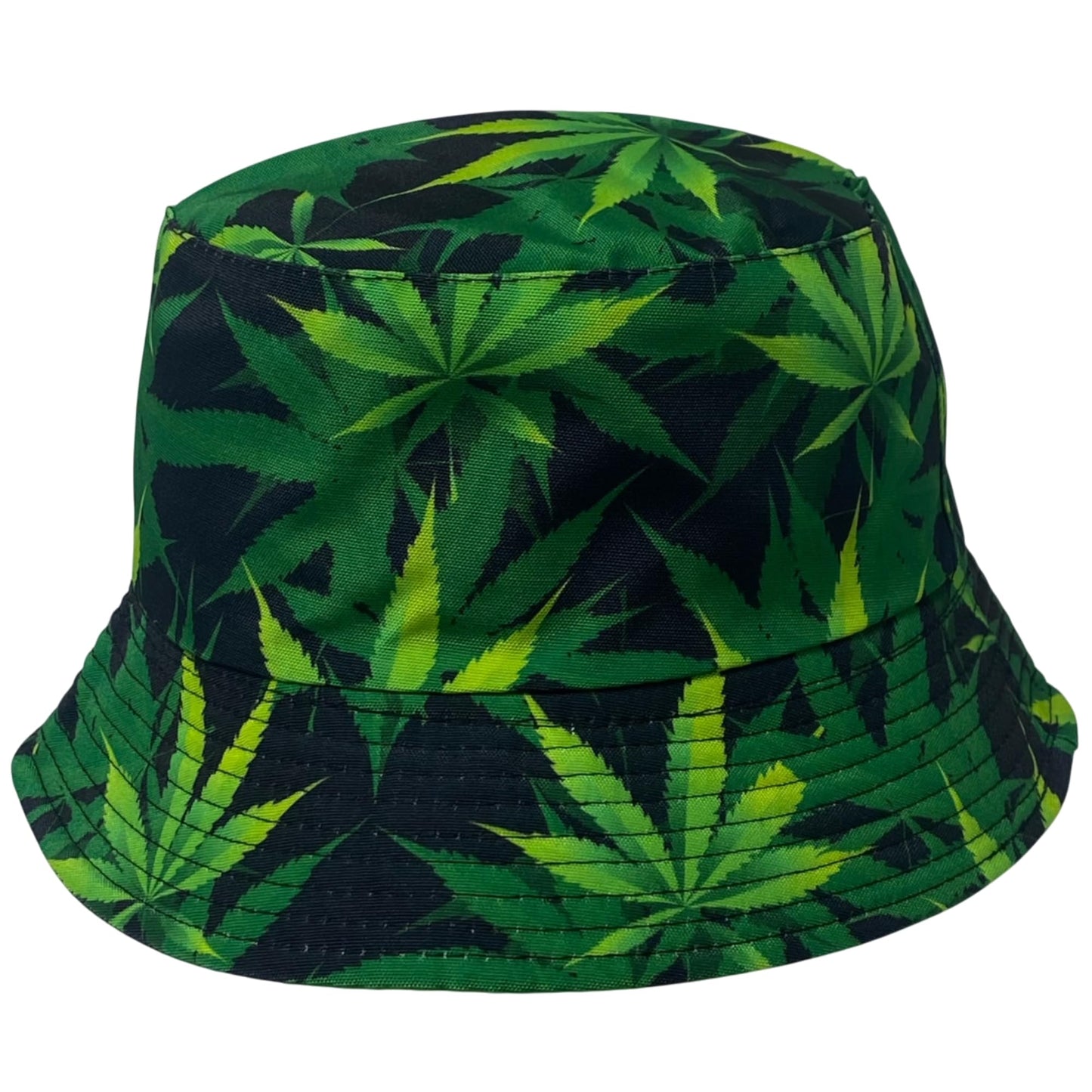 Unisex Marijuana Bucket Hat Reversible Double-Side-Wear Packable for Travel, Outdoors, and Beach