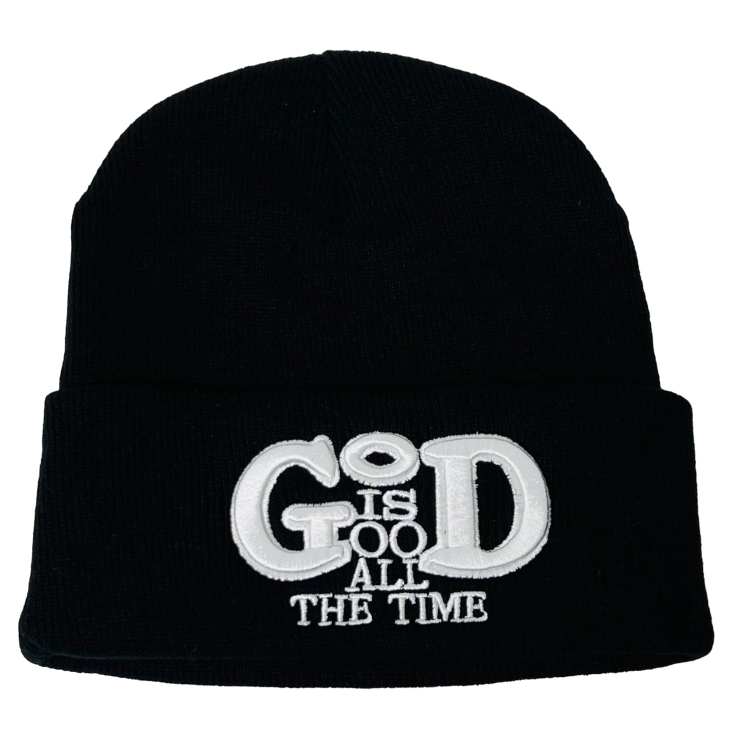 Roytrense Unisex 3D Embroidered God is Good All The Time Winter Knit Beanie