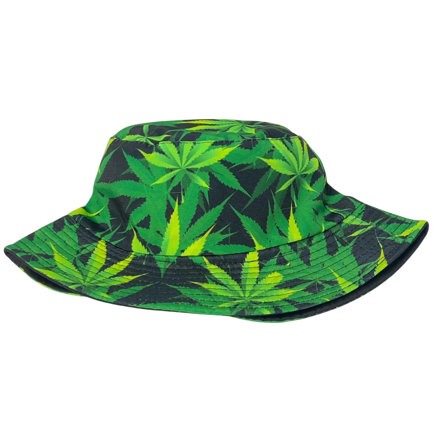 Unisex Marijuana Bucket Hat Reversible Double-Side-Wear Packable for Travel, Outdoors, and Beach