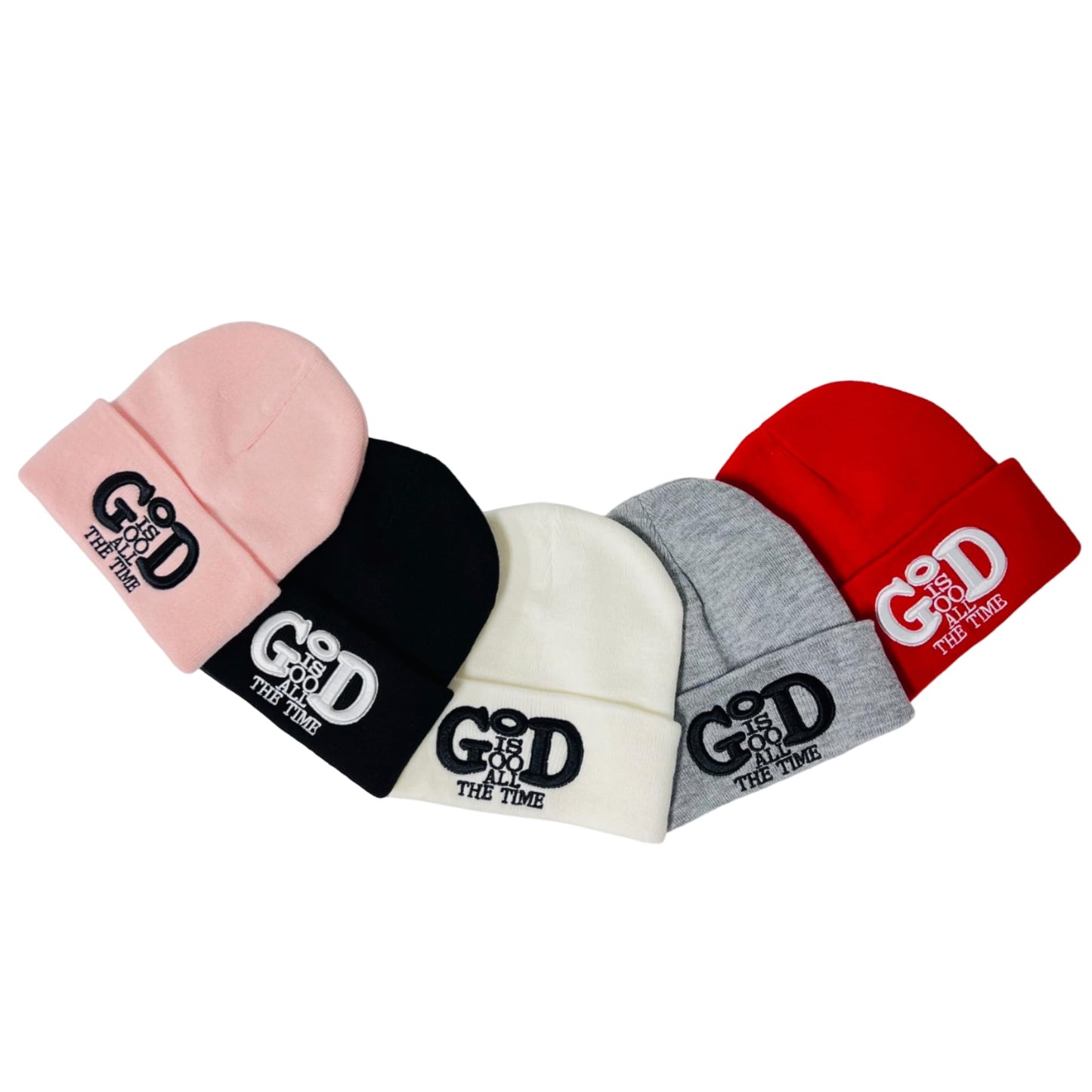 Roytrense Unisex 3D Embroidered God is Good All The Time Winter Knit Beanie